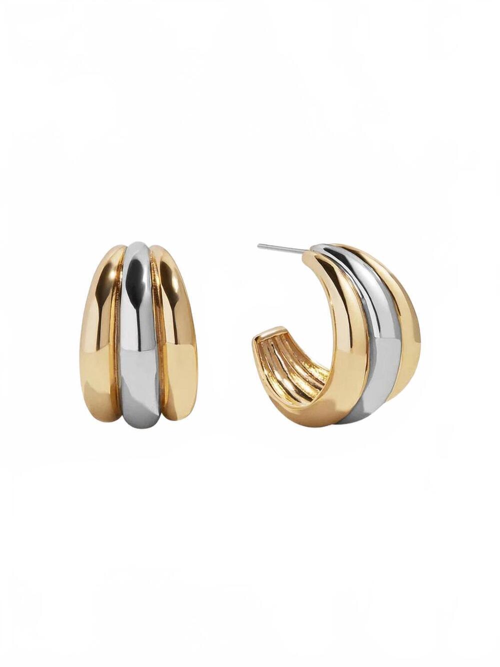 NEW BAUBLEBAR women's gina hoop earrings in gold/silver